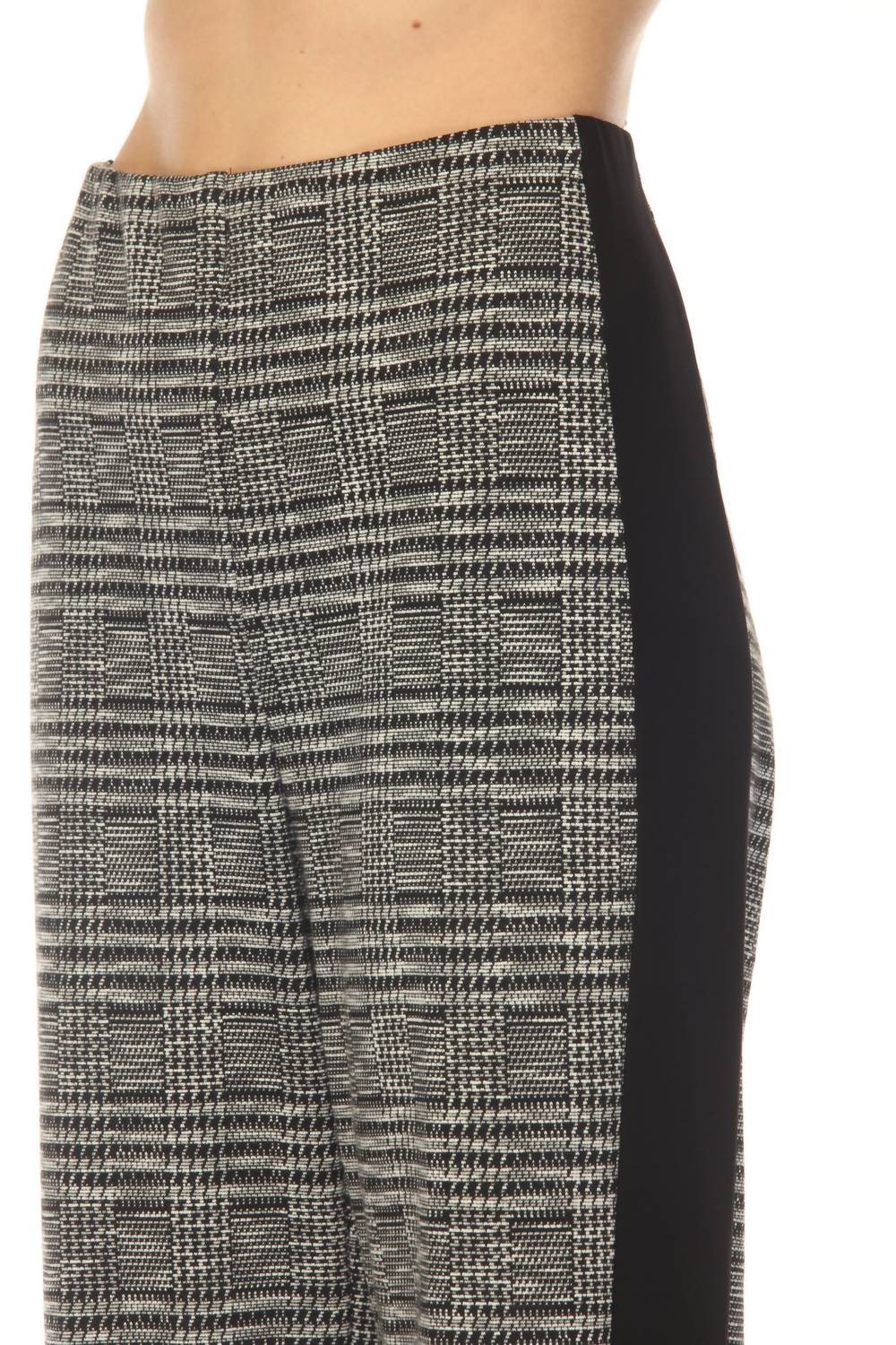 Joseph Ribkoff Glen Plaid Jacquard Wide Leg Pants in black white 1 - women's pants - view 6