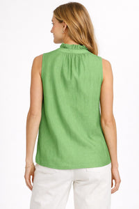 Jade Sleeveless Ruffle Neck Top in avocado - women's tank top - alternate view