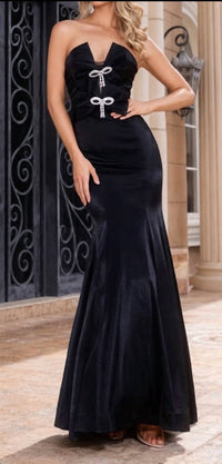 Portia&Scarlett - Strapless Crystal Bow Mermaid Prom Gown