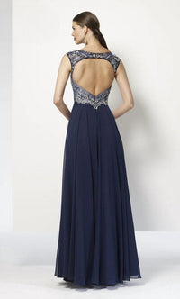 ALYCE PARIS Sleeveless Embellished V Neck Chiffon Gown in navy - women's dress - alternate view