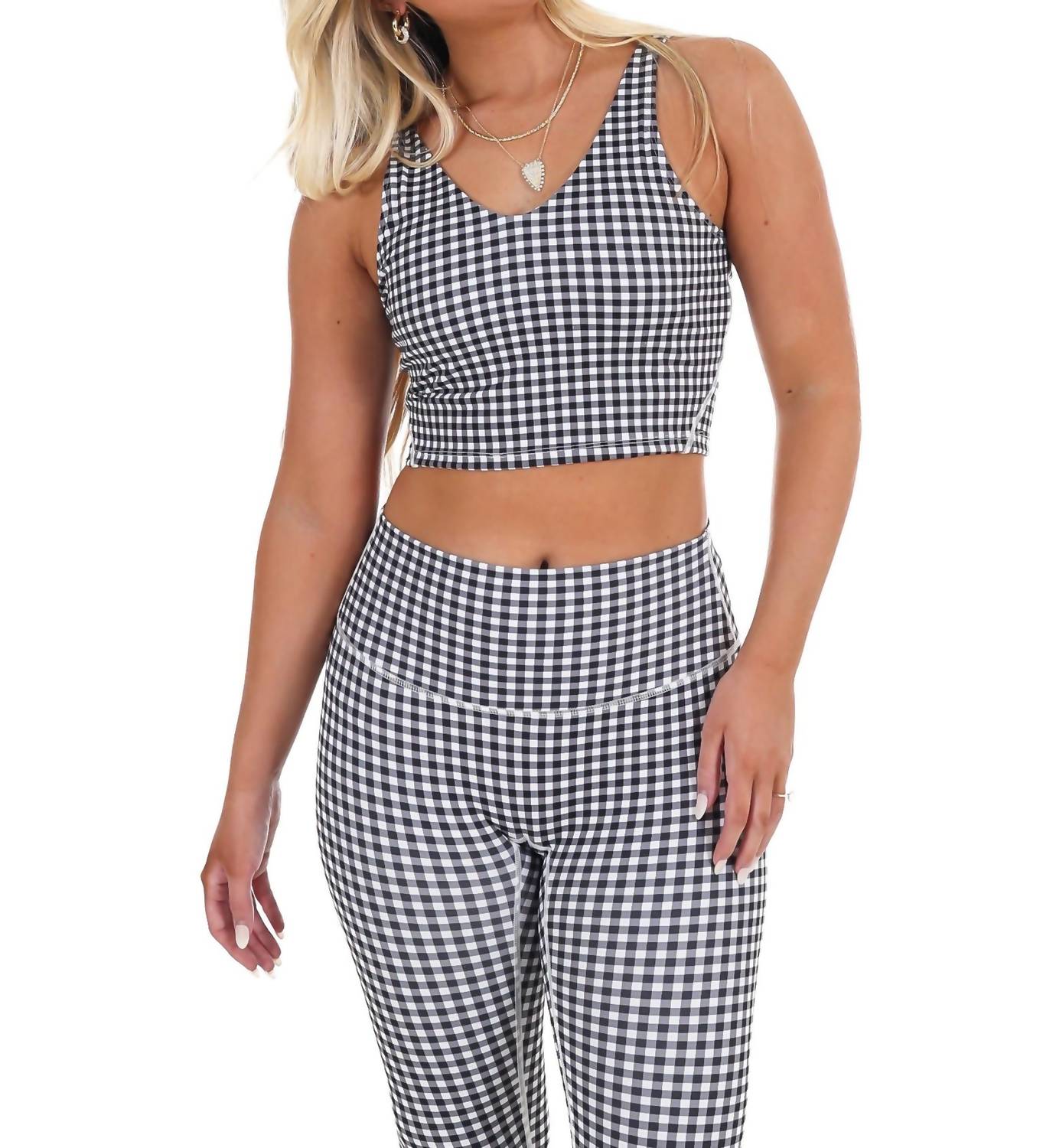 Kimberly C - Gingham Glow Cropped Tank Top