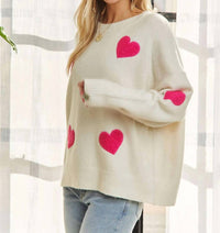 Adora - Long Sleeves Puff Heart Sweater Top