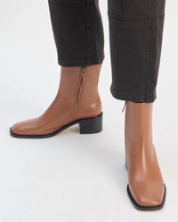 Everlane Women's City Leather Square Toe Boot in saddle brown - women's shoe - view 5