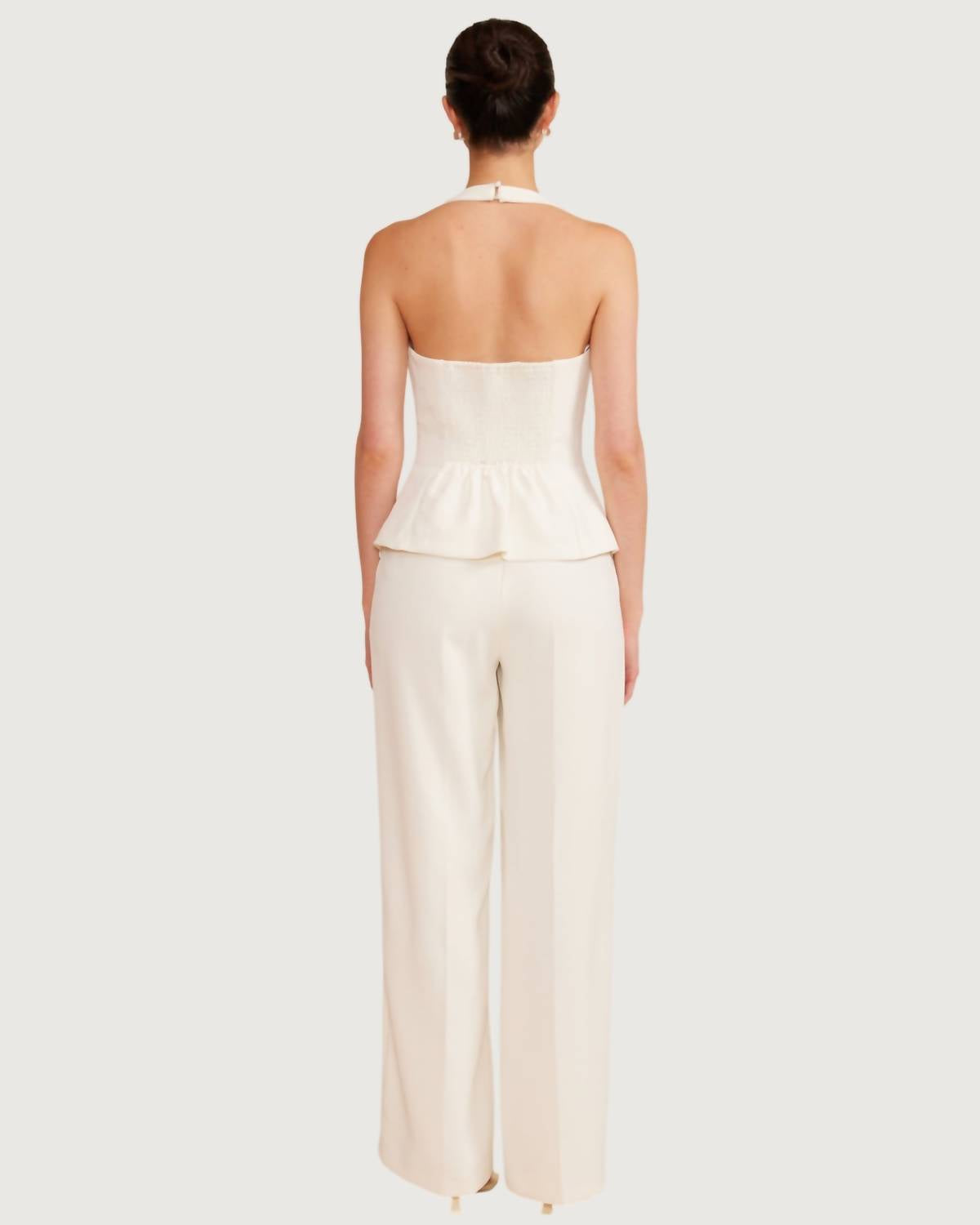 LUCY PARIS Rebecca High Rise Pants in ivory - women's pants - detail view