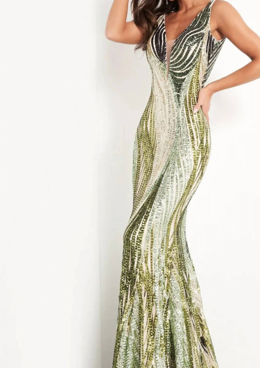 Jovani - Long Fitted Sequin Mermaid Prom Dress