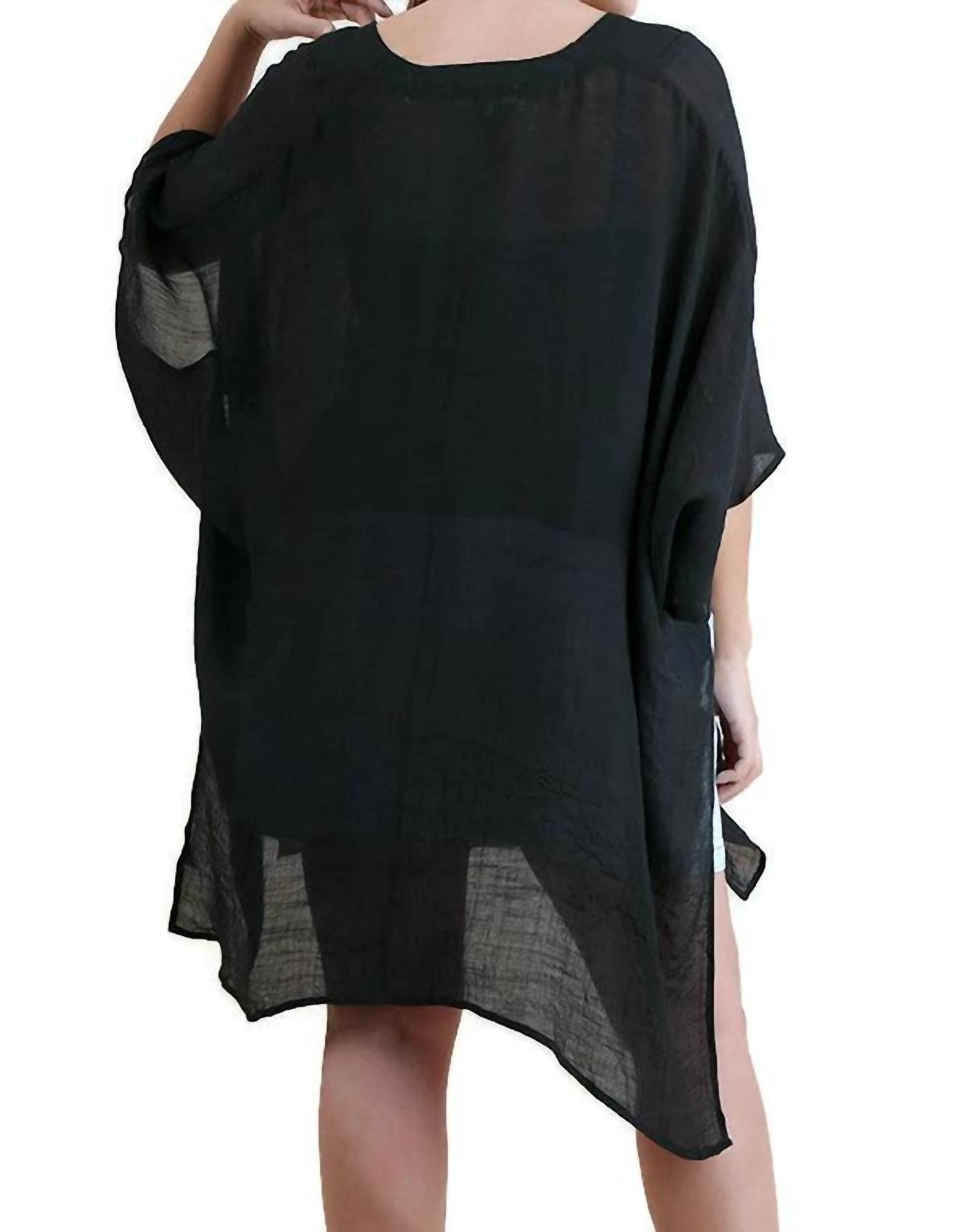 umgee Caftan Scoop Neck Tunic in black - women's shirt - view 6