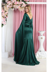 Royal Queen - V-neck Cape Sleeve Mermaid Formal Evening Dress