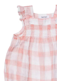 Angel Dear - Baby Girl's Painted Gingham Smocked Overall Shortie
