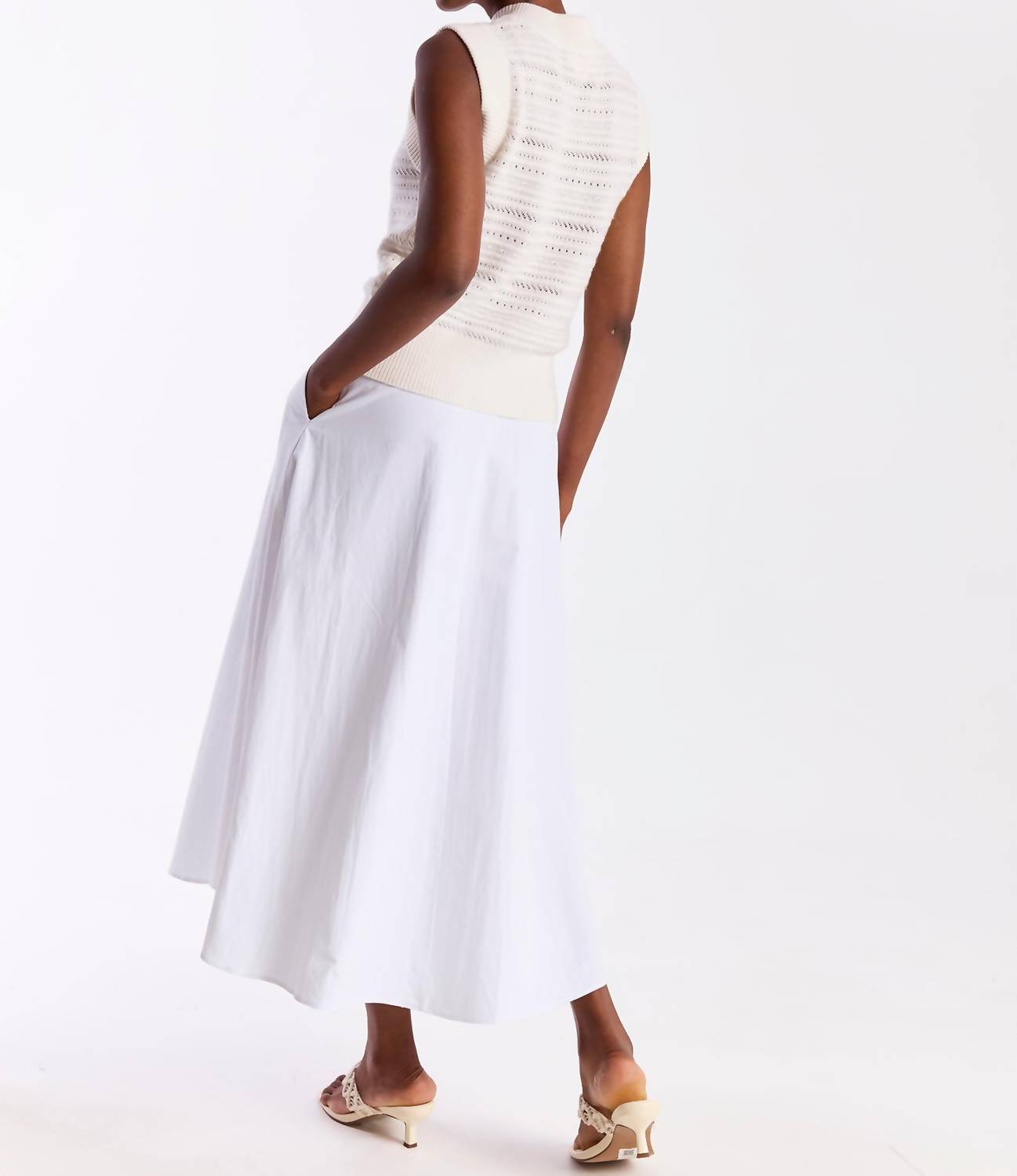Brodie Cashmere Taylor Cashmere Tank Top in organic white - women's tank top - detail view