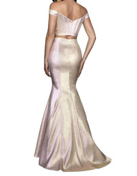 Blush Prom - Two Tone Woven Shimmer Two Piece Gown
