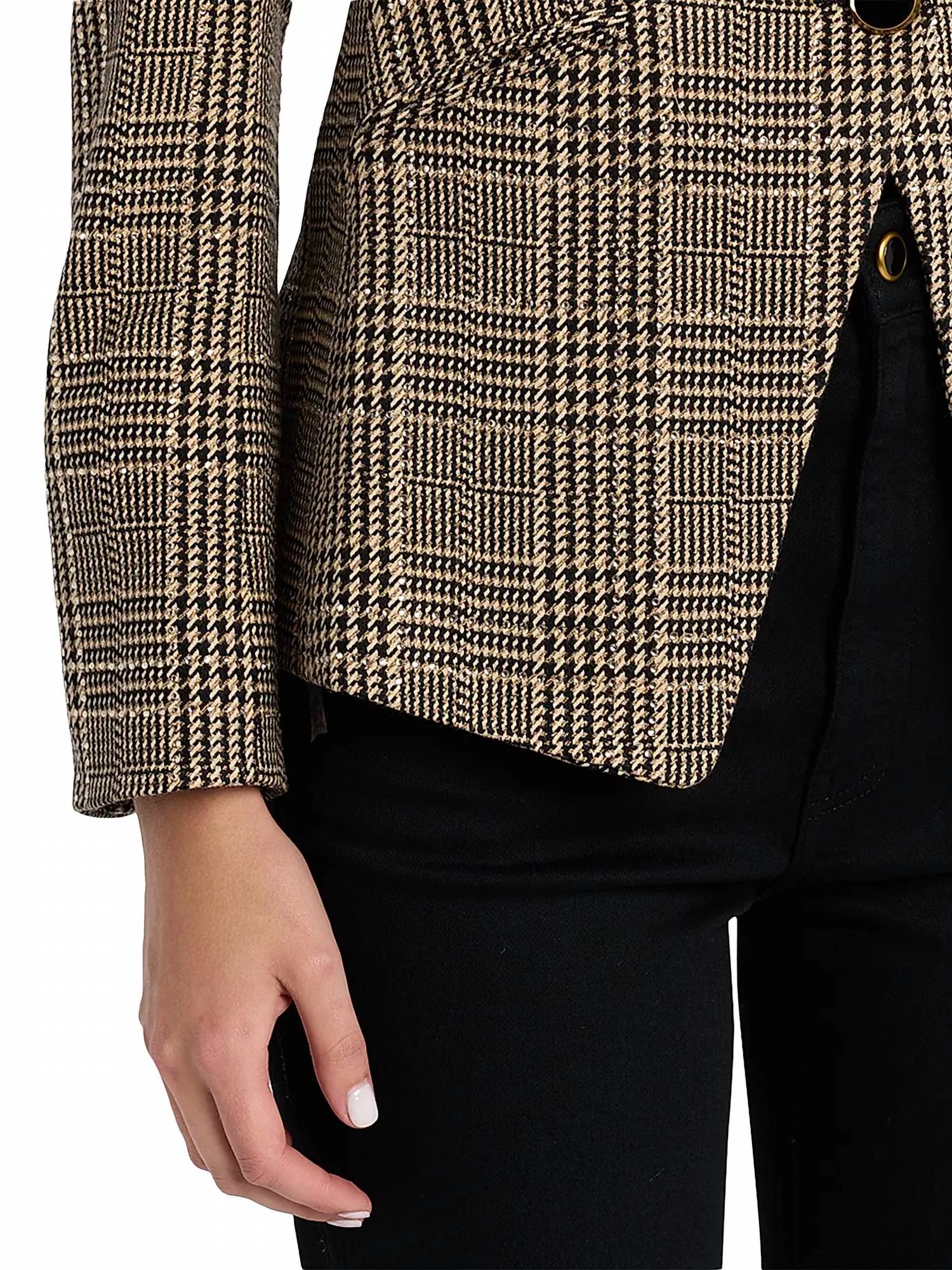 Veronica Beard Kendryn Embellished Dickey Jacket in black multi - women's jacket - alternate view