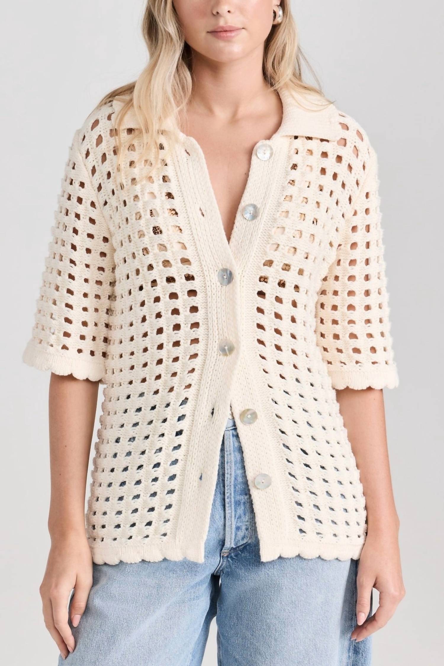 Little Lies - Crochet Button Shirt