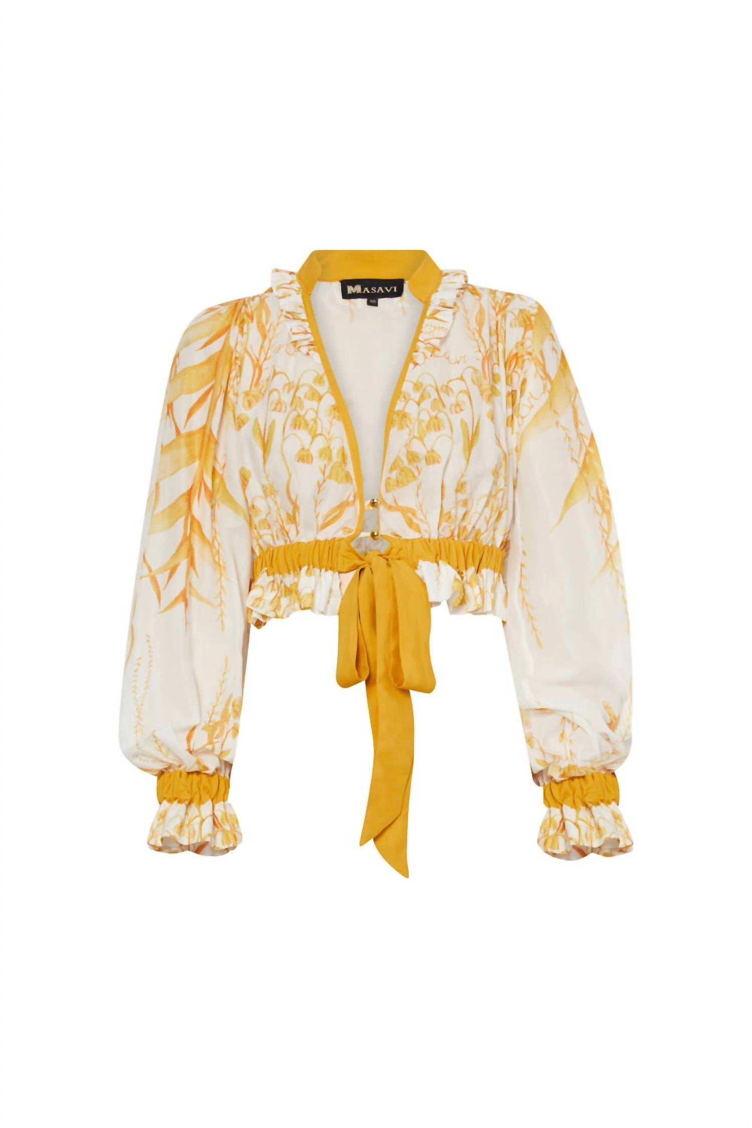 LEAF NECK RUFFLE BLOUSE