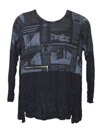Comfy Usa - Women's Newsprint Crinkle Top