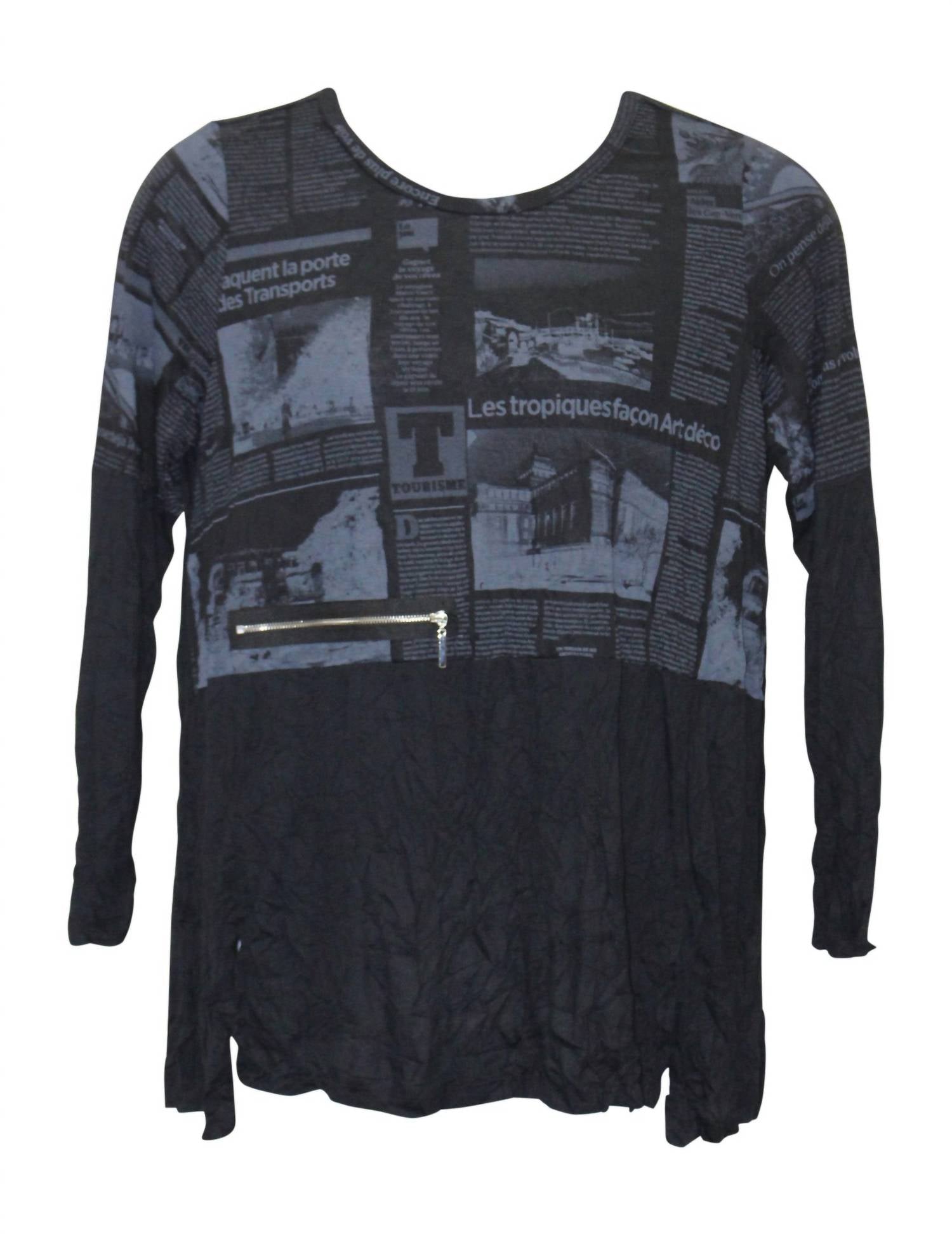 Comfy Usa - Women's Newsprint Crinkle Top