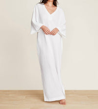 BAREFOOT DREAMS Sun Soaked Crinkle Cotton V-neck Caftan Dress in white - women's dress