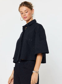 Current Air - Eyelet Cropped Button-down Shirt