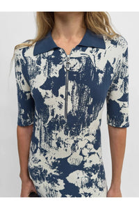 Rodebjer Clover Denim Flower Dress in navy sand - women's dress - alternate view