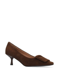 Bibi Lou Women's Poznan Pump 55 Kitten Heel in brown suede - women's heels - detail view