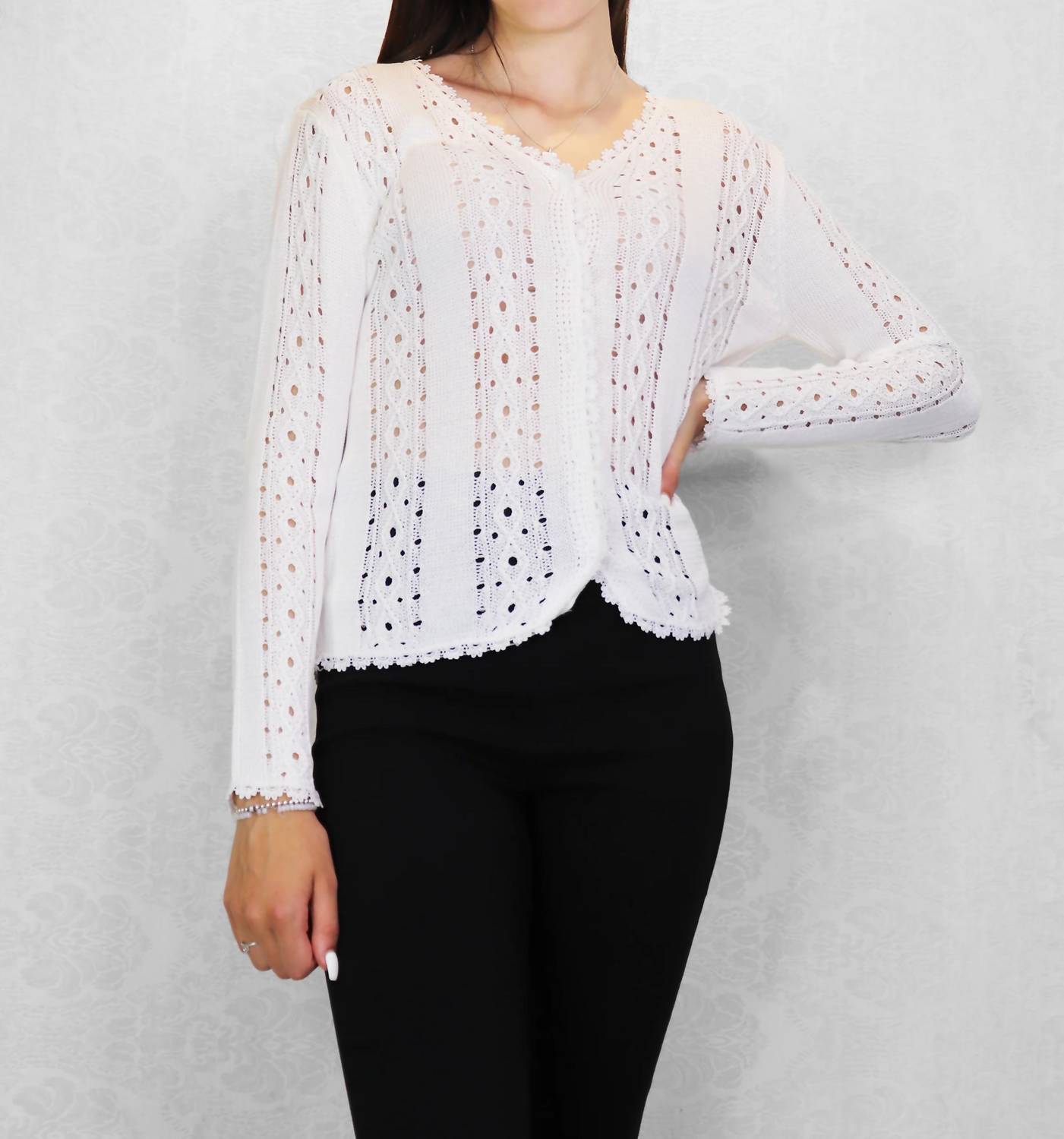 Papillon - Crochet Knit Button Front Cardigan
