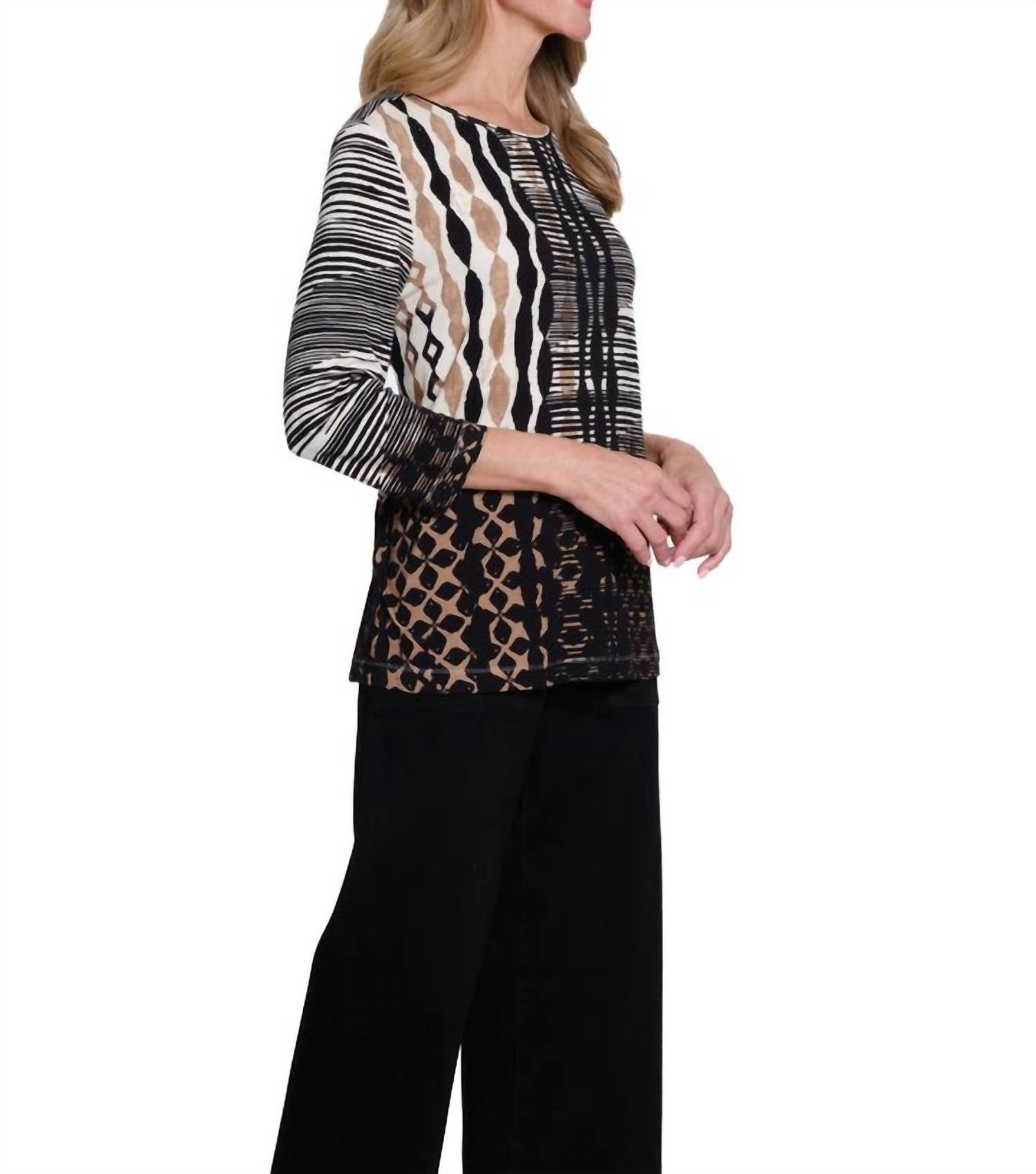Multiples - 3/4 Sleeve Embellished Top - Plus