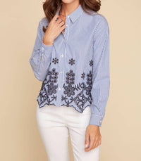 Renuar - Embroidered Eyelet Top