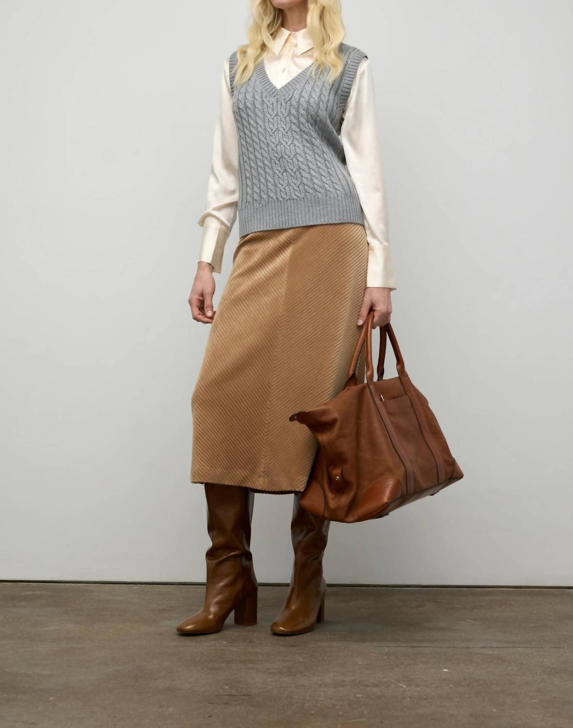 Iris Setlakwe Corduroy A-line Skirt in camel - women's skirt