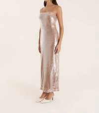 4th & Reckless Norma Sequin Maxi Dress in gold - women's dress - detail view
