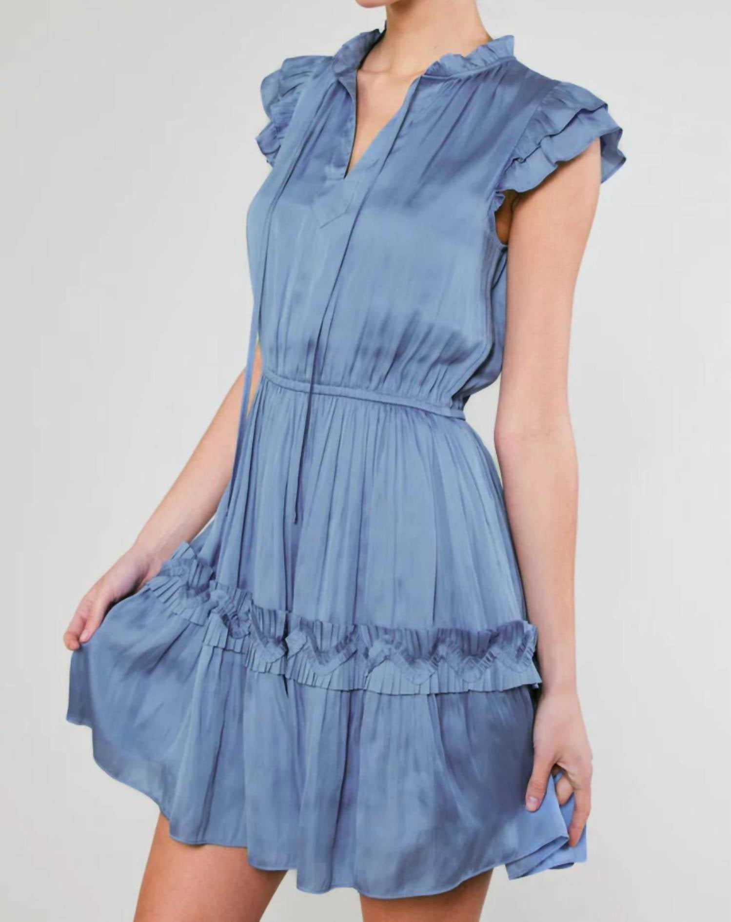 Current Air - Flutter Sleeve Ruffle Detail Mini Dress