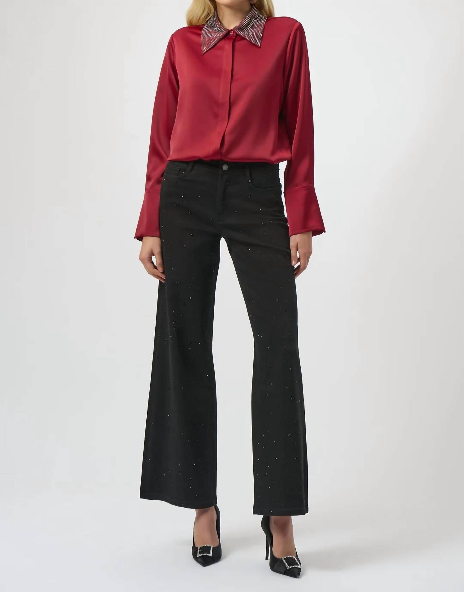 Joseph Ribkoff - Embellished Classic Wide Leg Jeans