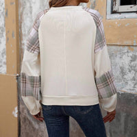 Masyal - Plaid Patchwork Sweatshirt