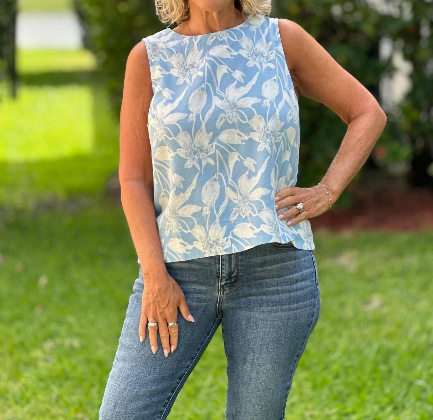 Charlie B - Printed Back Button Blouse