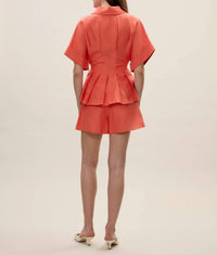 Rebecca Taylor Lena Shine Top in coral - women's blouse - view 4