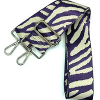 Cthru Women's Tiger Print Adjustable Crossbody Bag Purse Guitar Strap in purple white - women's item