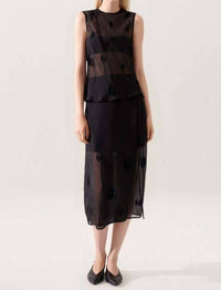 Silk Laundry - Sleeveless Feather Blouse