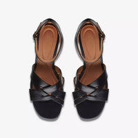 Clarks Women's Cielo Charm Wedge Sandal in black leather - women's sandal - view 5