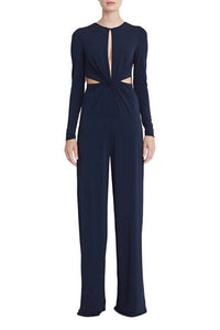 Halston Heritage - Long Sleeve Keyhole Crossed Front Jumpsuit