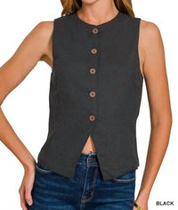 Zenana - Linen Button Down Vest