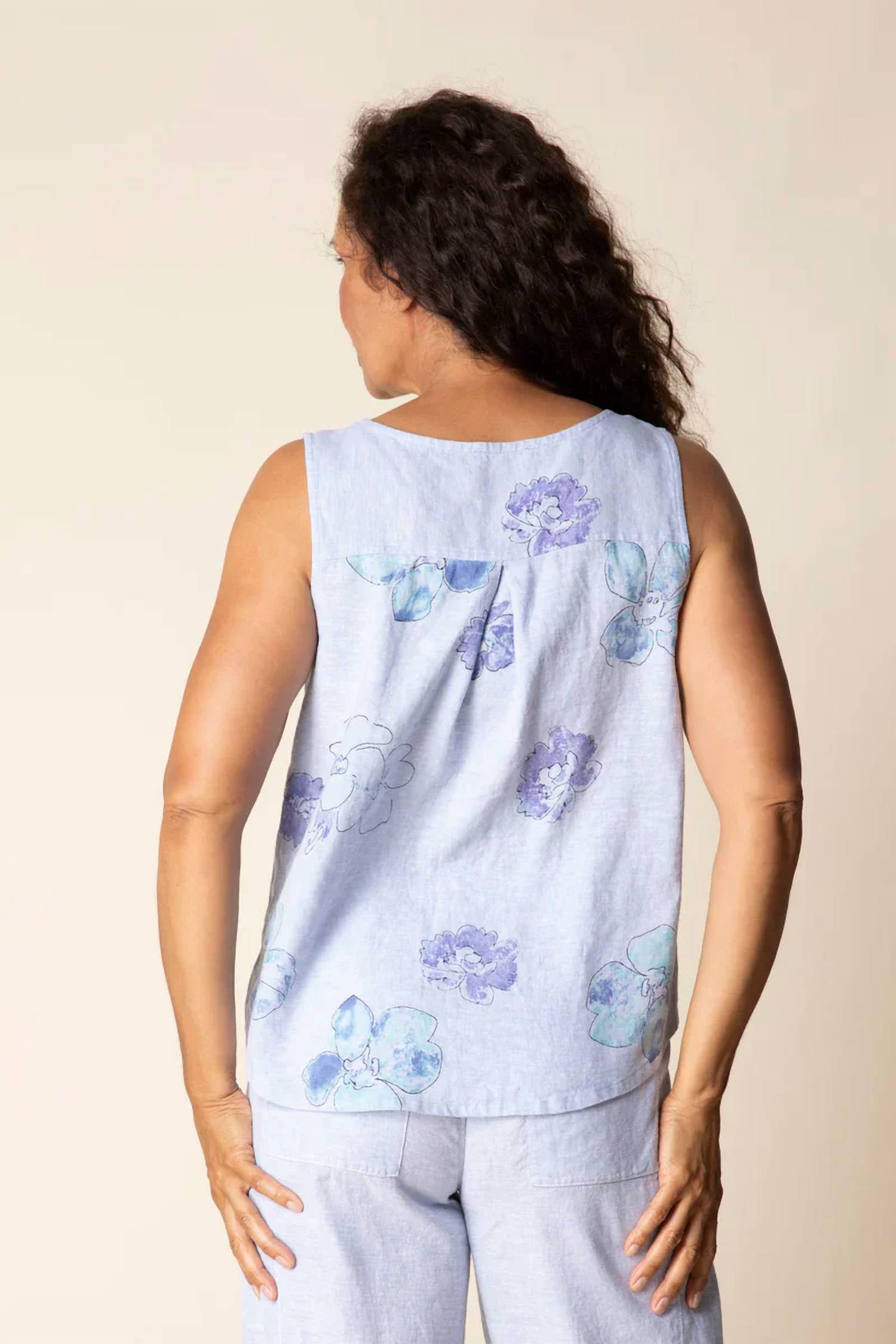 Habitat - Linen Floral Pleat Back Tank Top
