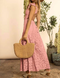 Blue Buttercup - Rose Lace Flutter Sleeve Jumpsuit