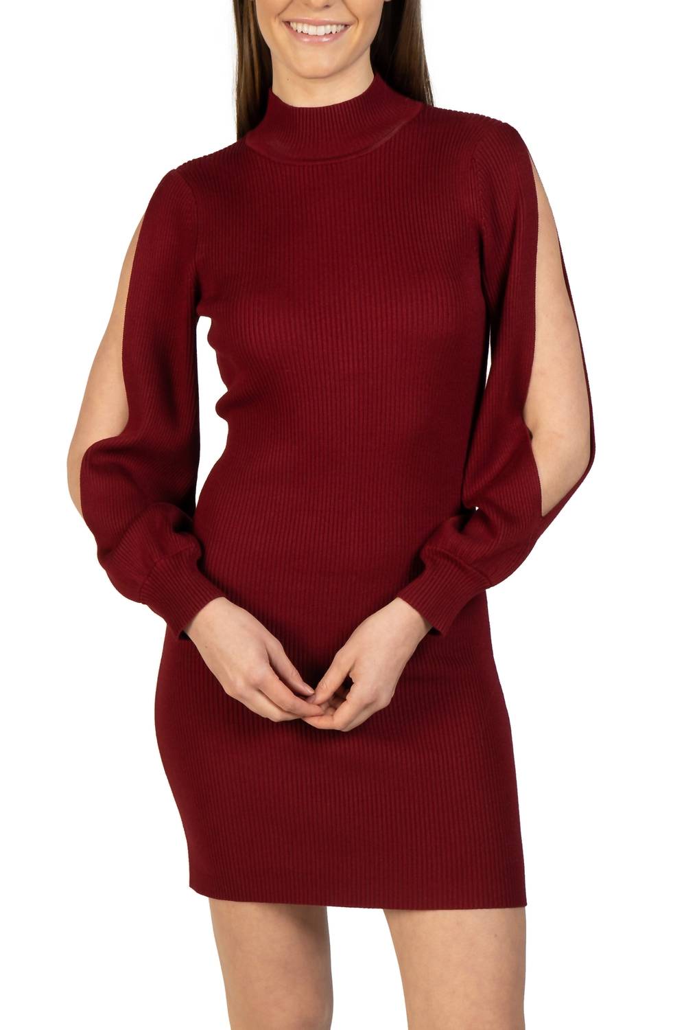 Love Token - Bubble Sleeve Knit Mini Dress