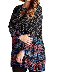Velzera - Border Print Floral Bohemian Mini Dress