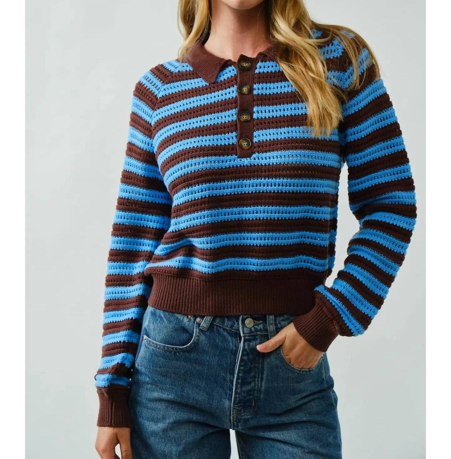 Aaron & Amber - Half-button Polo Sweater