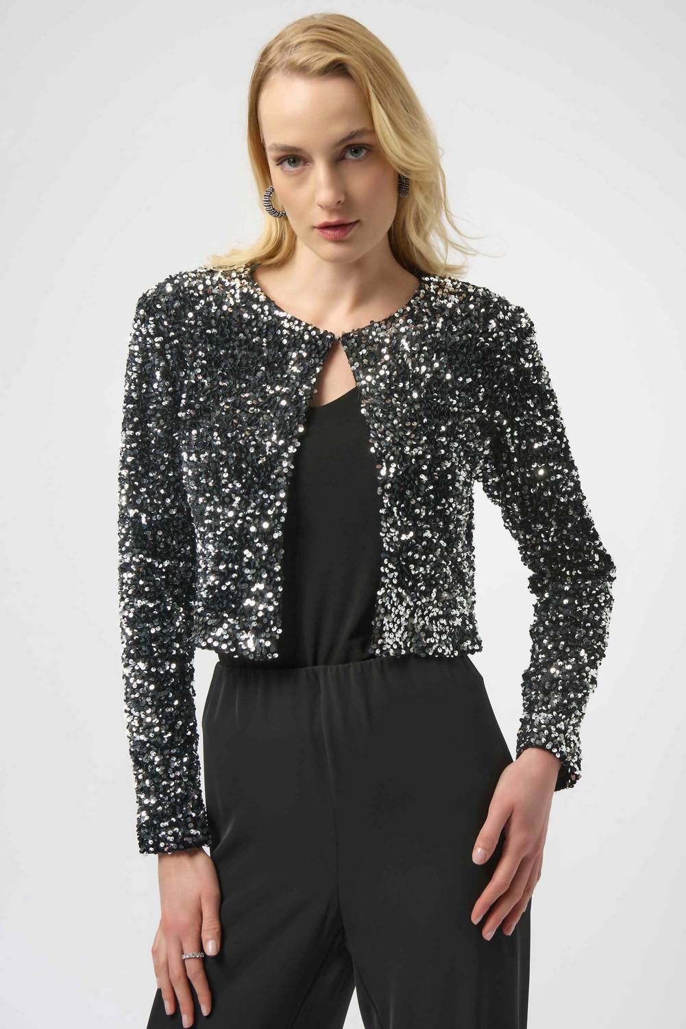 Joseph Ribkoff - Sequined Velvet Cropped Jacket