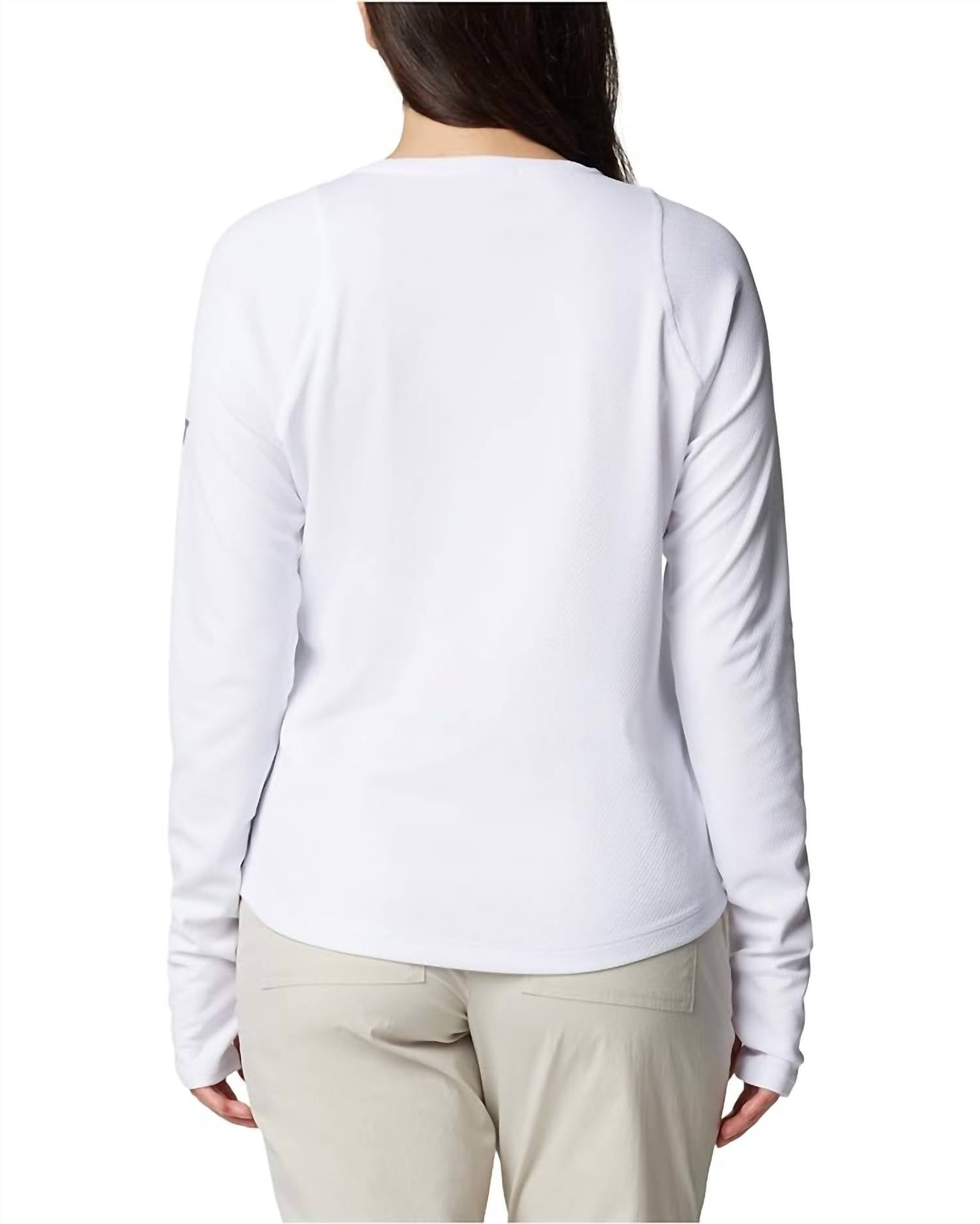Columbia Summit Valley Long Sleeve Crewneck Tee in white - women's long sleeve top - alternate view