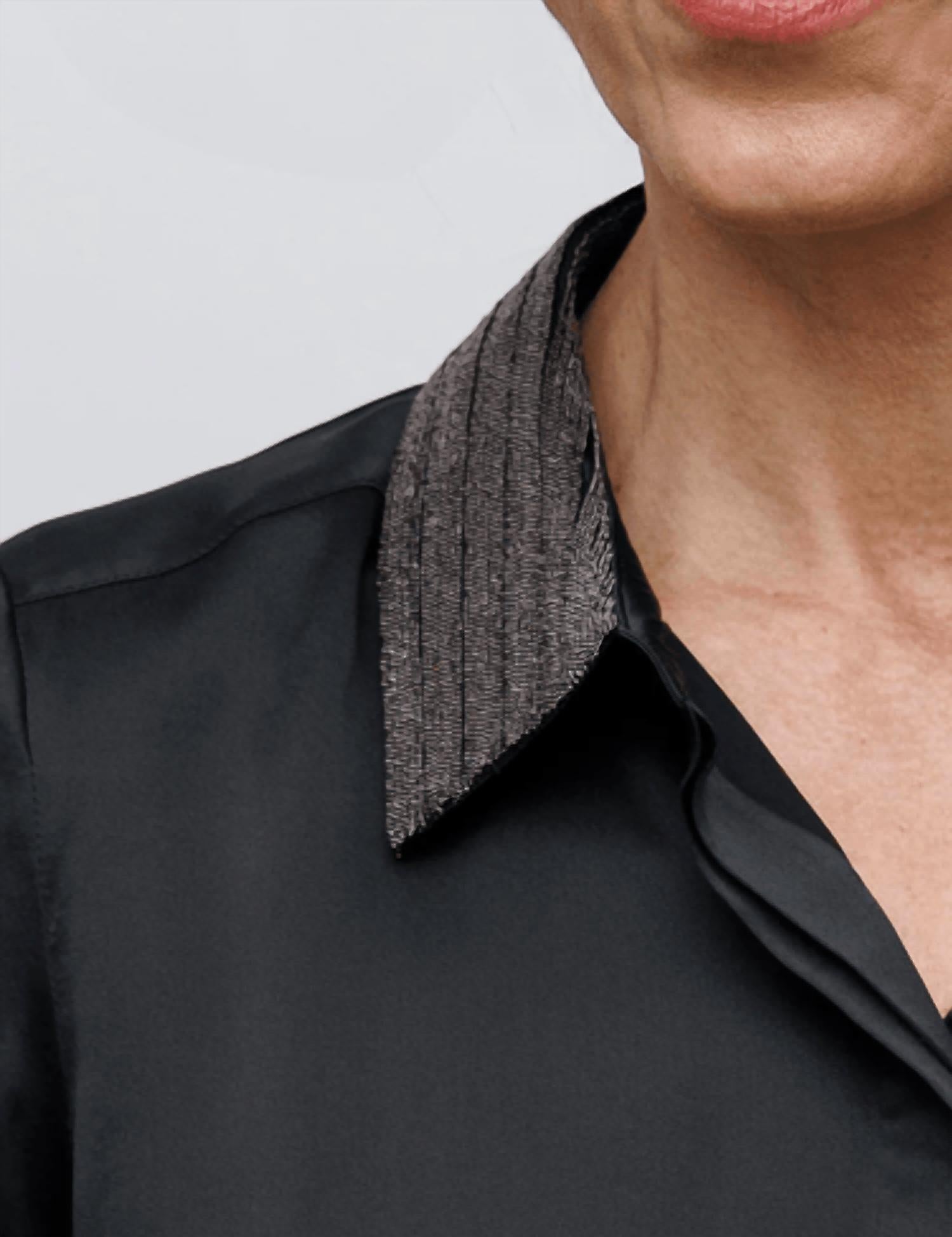 Go By Go Silk - Go Le Beaded Collar Blouse