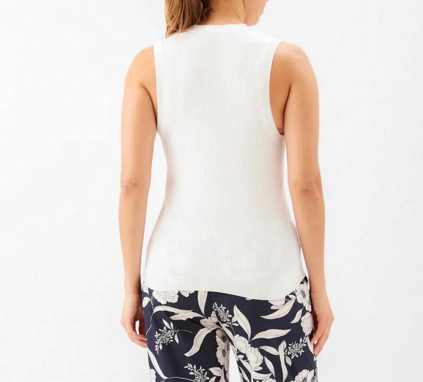 Karen Kane - Sleeveless Ruffle V-Neck Sweater