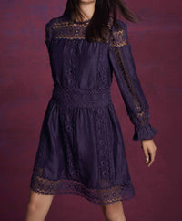 Johnny Was MITSKA LACE MINI DRESS in deep plum - women's dress - view 6