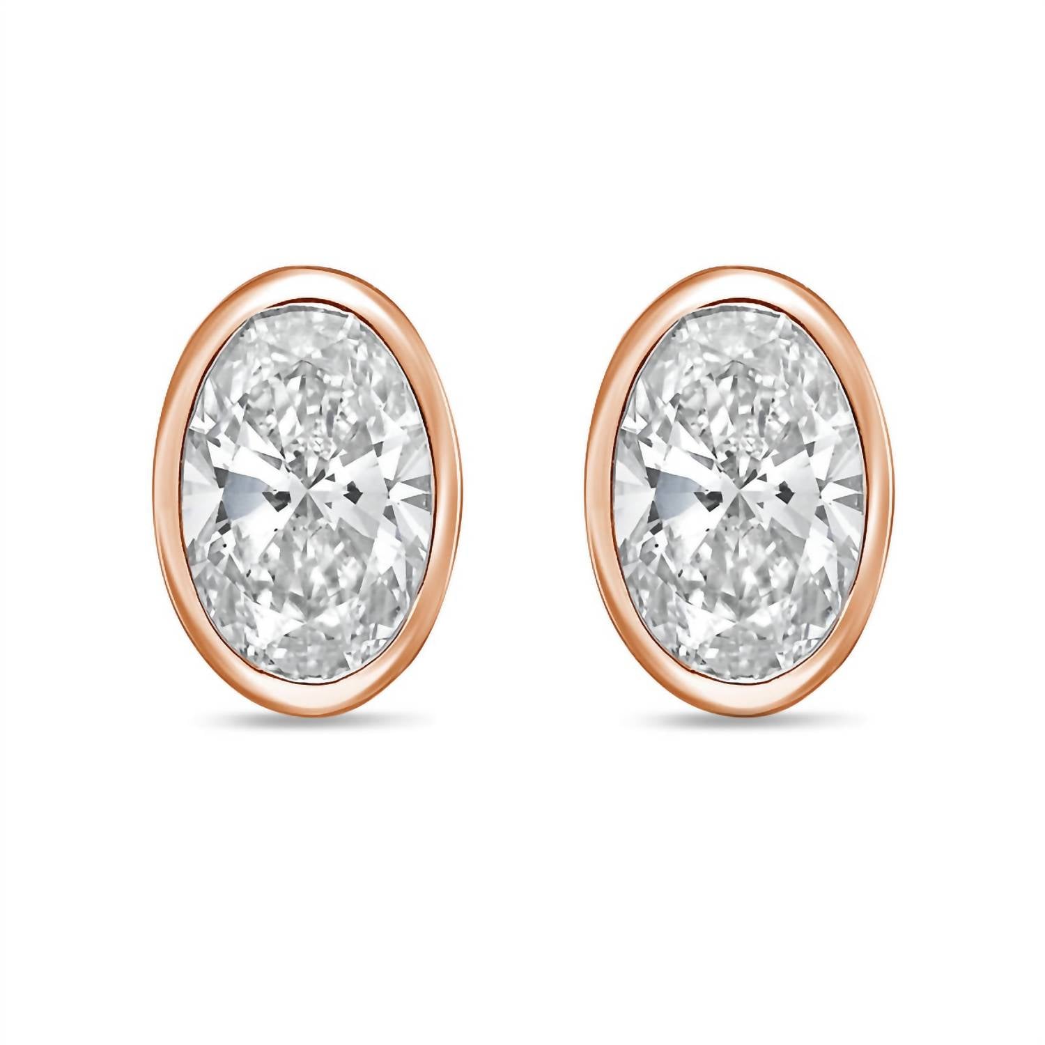 Diana M Jewels - Women's Oval Lab-grown Diamond Stud Earrings (2.00 Tcw) - Classic