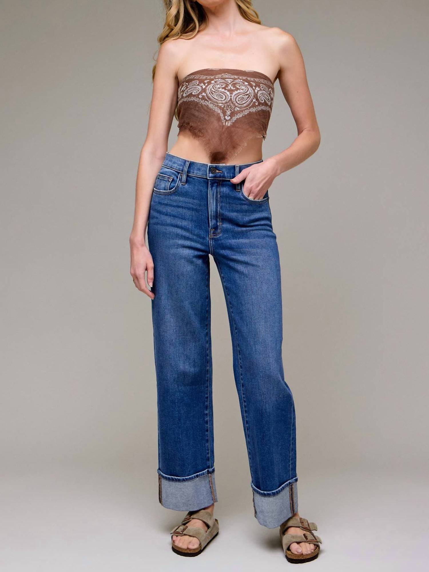 Hidden - Cuffed Stretch Dad Jean